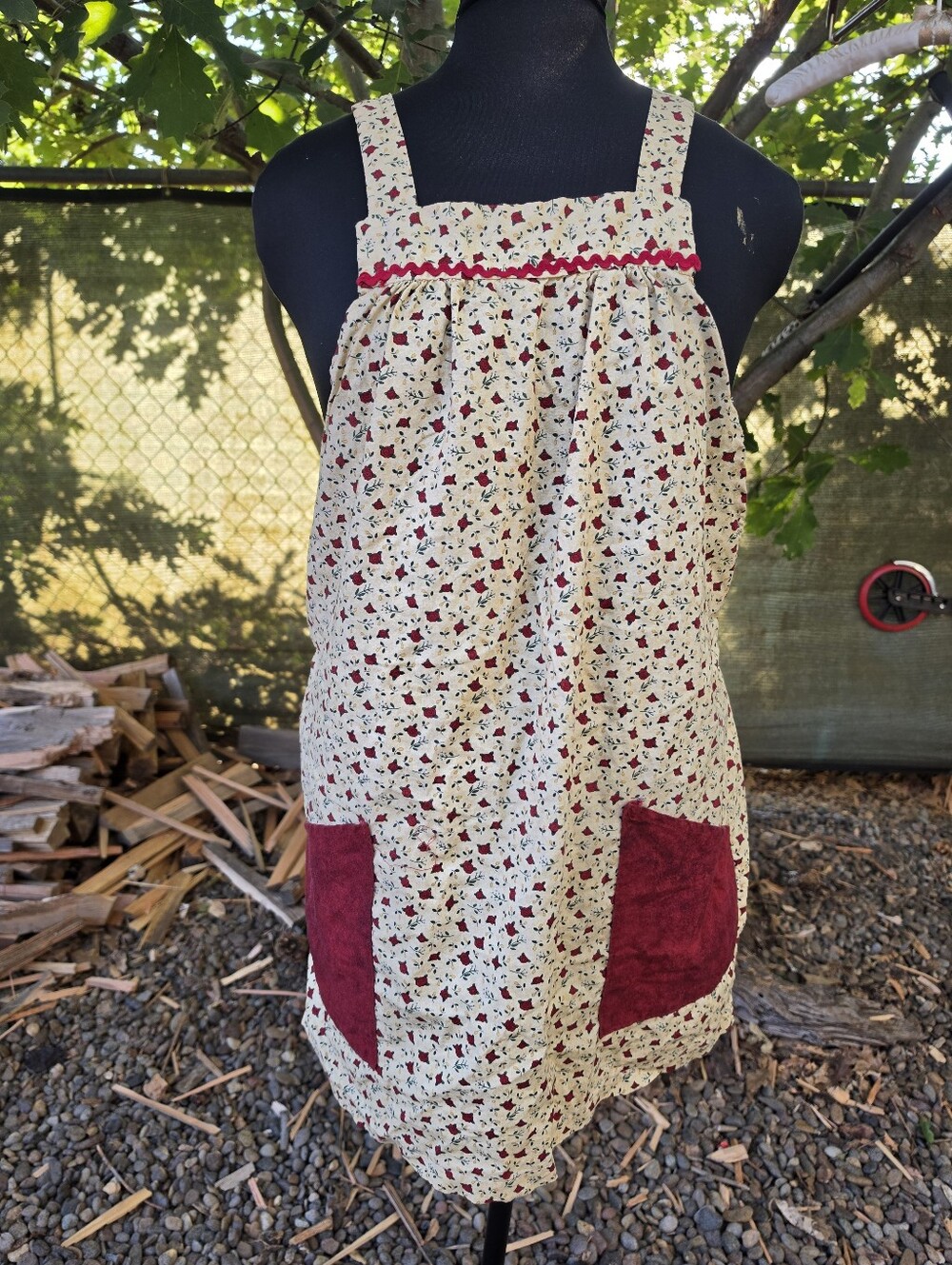 Vtg 70's Dainty Floral Print Apron Dress Retro Folk Grandmacore Shabby Chic